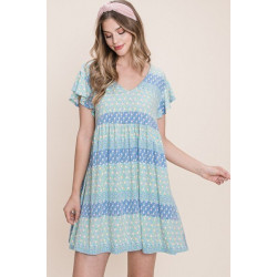 Cute And Flirty Floral Printed Babydoll Mini Dress