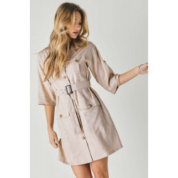 Drop Shoulder With Saist Tie Belted Dress