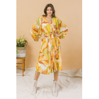 A Printed Woven Midi Dress