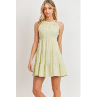 Roundneck Sleeveless Dotted Swiss Dress