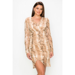 Shirring Animal Print Dress