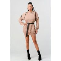 Double Zipper Long Sleeve Hooded Mini Dress