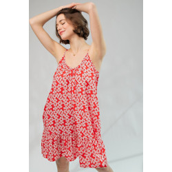 Floral Printed Wool Peach Cami Dress