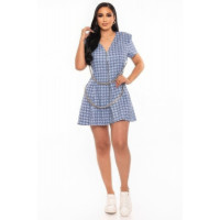 Houndstooth Chain-belt Dress