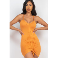 Adjustable Ruched Front Detail Mini Dress