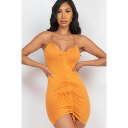 Adjustable Ruched Front Detail Mini Dress