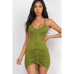 Adjustable Ruched Front Detail Mini Dress