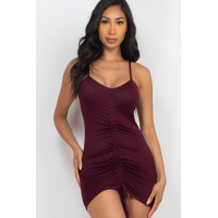 Adjustable Ruched Front Detail Mini Dress