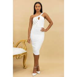 Eyelet With Stud Detailed Fashion Dress