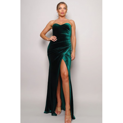 Strapless Sweetheart Maxi Velvet Dress