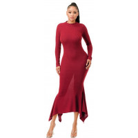 Soft Faux Wool Long Dress