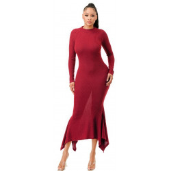 Soft Faux Wool Long Dress