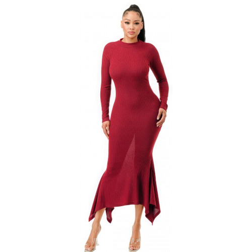 Soft Faux Wool Long Dress