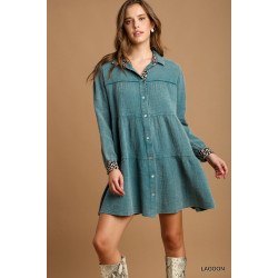 Mineral Wash Cotton Gauze Tiered Dress