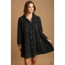 Mineral Wash Cotton Gauze Tiered Dress