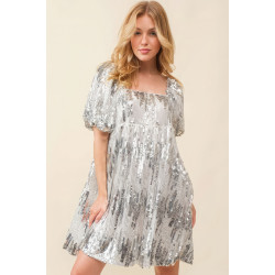 Sequin Babydoll Mini Dress