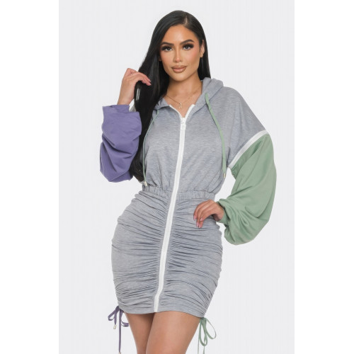 Detachable Zipper Mini Dress