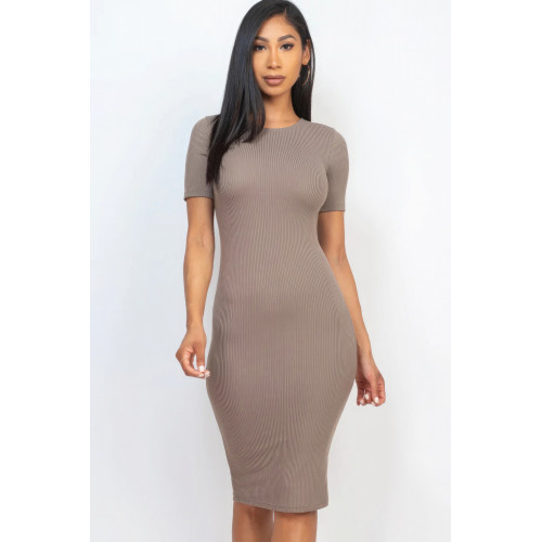Ribbed Bodycon Midi Dress