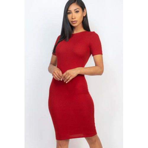 Ribbed Bodycon Midi Dress