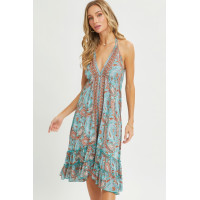 Halter Paisley Border Dress