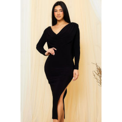 Low Cowl Neck And Back Midi Dress
