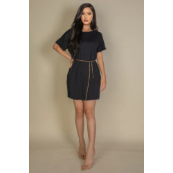 Side Pocket Double Folded Mini Dress