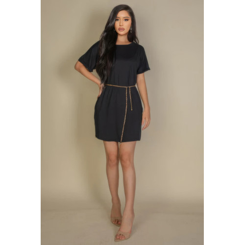 Side Pocket Double Folded Mini Dress