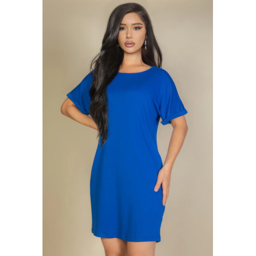 Side Pocket Double Folded Mini Dress