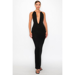 Halter Necklace Trim Long Dress