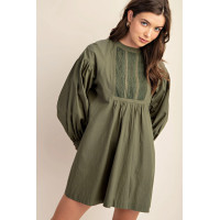Long sleeve mini dress with lace detail