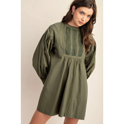 Long sleeve mini dress with lace detail