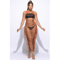 Fringe Cut Out Maxi Dress