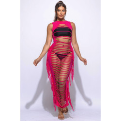 Fringe Cut Out Maxi Dress