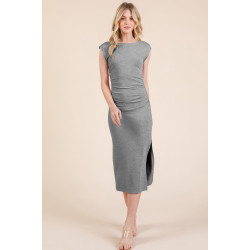 Cap Sleeve Boatneck Open Back Midi Dress
