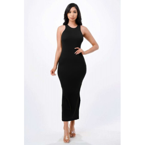 High Neck Side Slit Max Dress