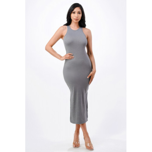 High Neck Side Slit Max Dress