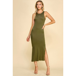 High Neck Side Slit Max Dress