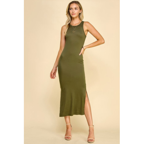 High Neck Side Slit Max Dress