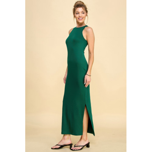 High Neck Side Slit Max Dress