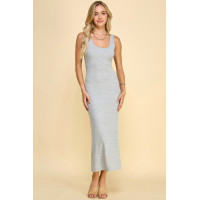 Double Layered Ribbed Double Scoop Tank Maxi Dress