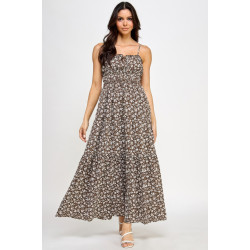 Floral Smocked Ruffle Maxi Dress