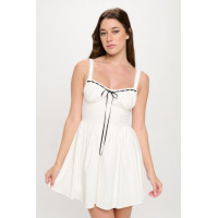 Front Ribbon Tie Bustier Dress