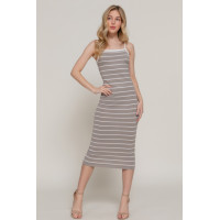 Straight Neck Stripe Spring Sweater Dress