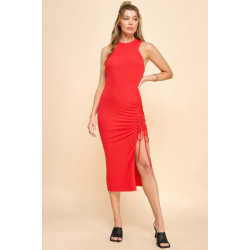 Arrow Sleeve Detail Rib Midi Dress