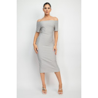 Off Shoulder Zippered Bodycon Dress