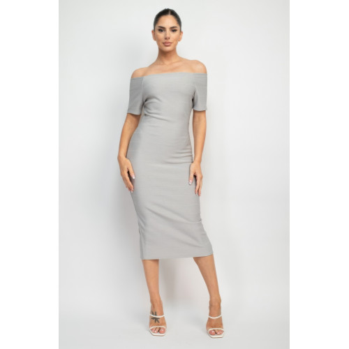 Off Shoulder Zippered Bodycon Dress