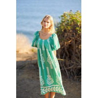 Printed Midi Dress With Short Puff Sleeves