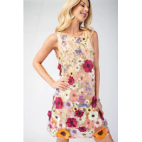 3d Floral Embroidered Sleeveless Mini Dress