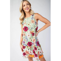3d Floral Embroidered Sleeveless Mini Dress