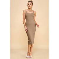 Scoop Neck Rib Linning Double Layered Tank Dress